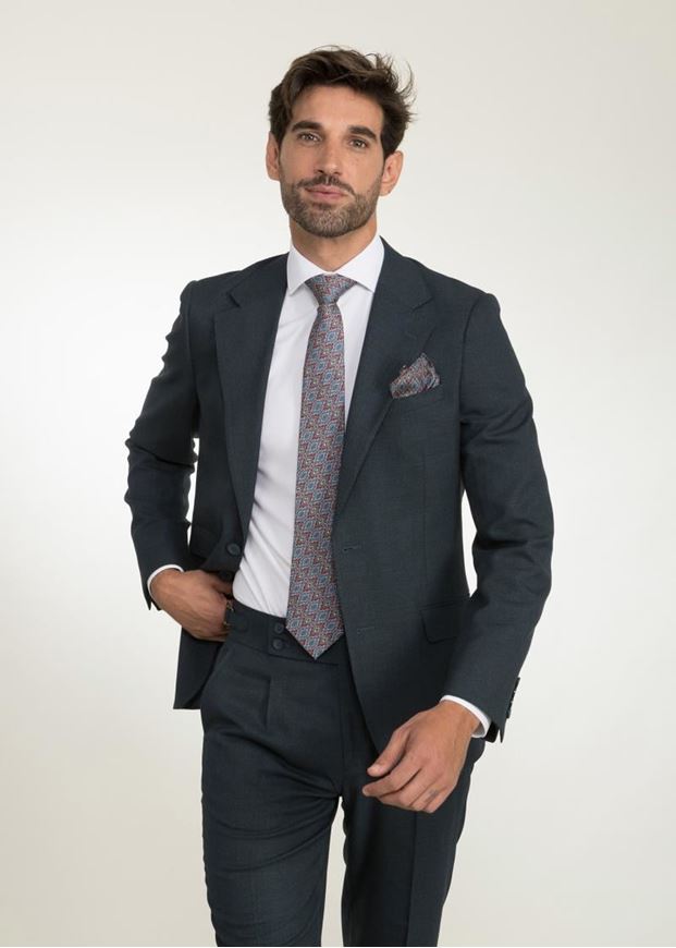 Foto de Traje Slim Fit tejido textura verde bosque