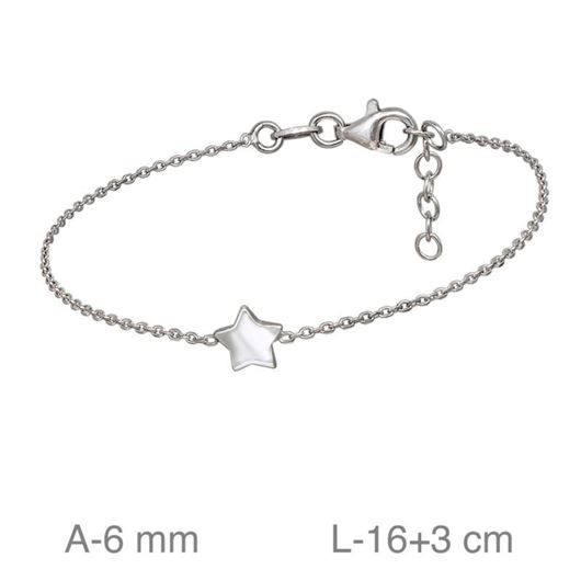 Foto de Pulsera de plata baño de rodio con estrella