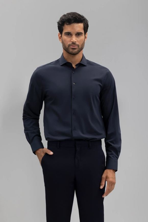 Foto de Camisa de vestir Slim Fit water repellent azul marino