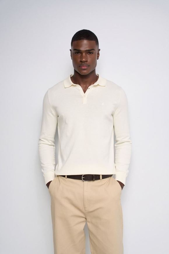 Foto de Polo texturizado blanco manga larga