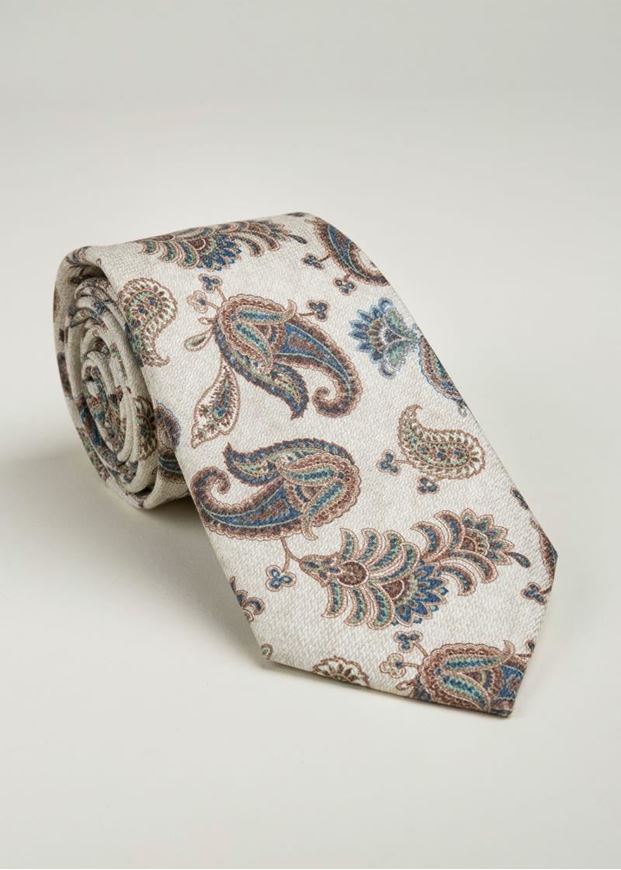 Foto de Corbata de seda estampado paisley fondo beige 
