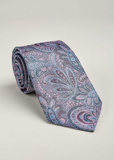 Foto de Corbata microfibra estampado paisley tonos morados