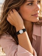 Foto de Pulsera de piel negra y acero 18cm