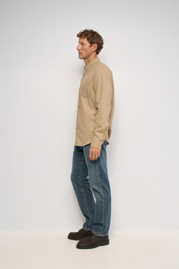 Picture of Camisa 100% algodón beige con bolsillo