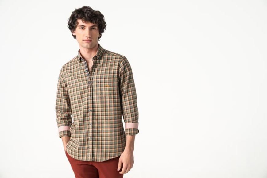 Foto de Camisa DB cuadros verde y naranja