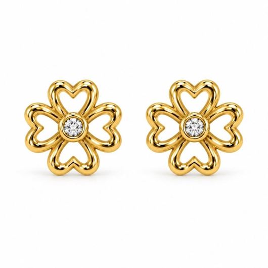 Foto de Dormilones oro amarillo 18kt flor